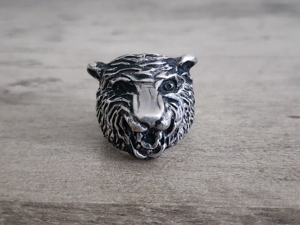 Vintage Sterling Silver Tiger Ring Animal Size 9.5